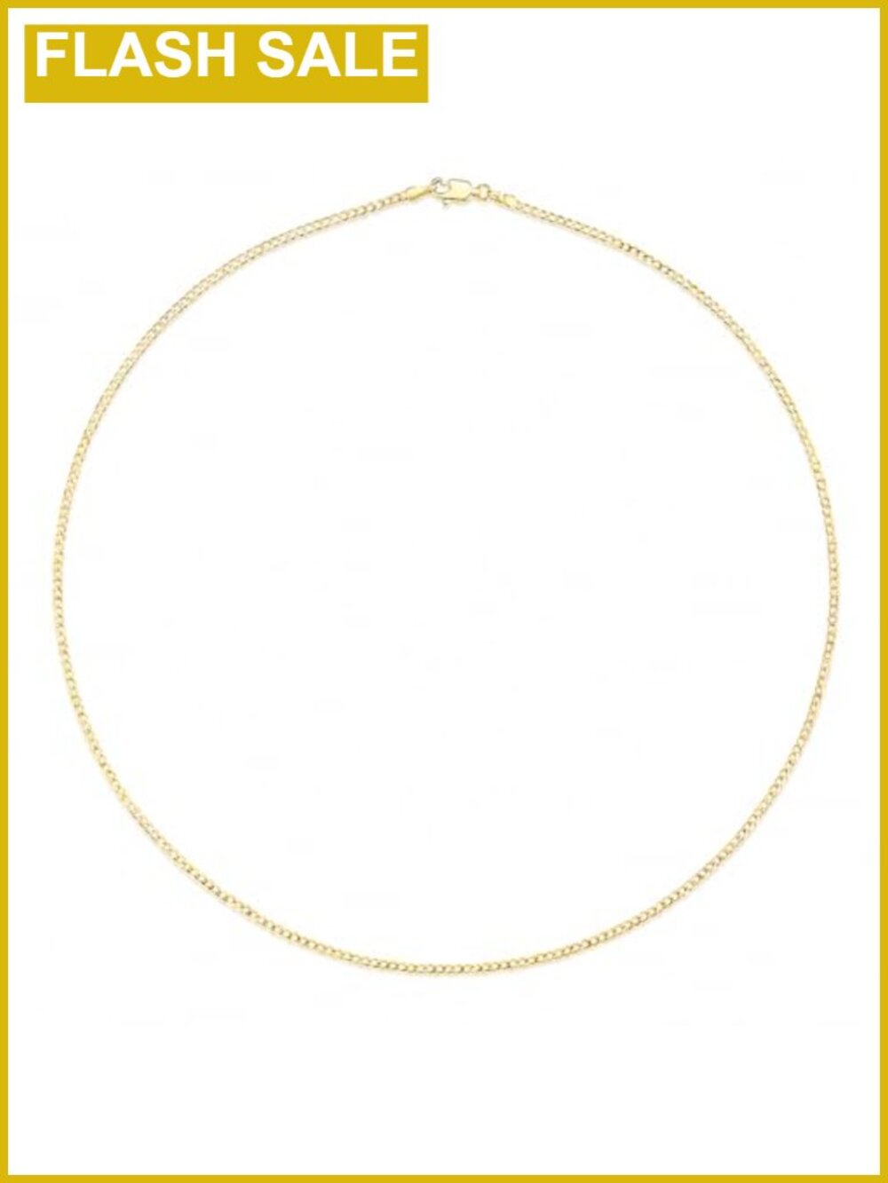 18K Yellow Gold Plated 2mm Curb Link Necklace Diamond-Cut Cuban Chain Lobster